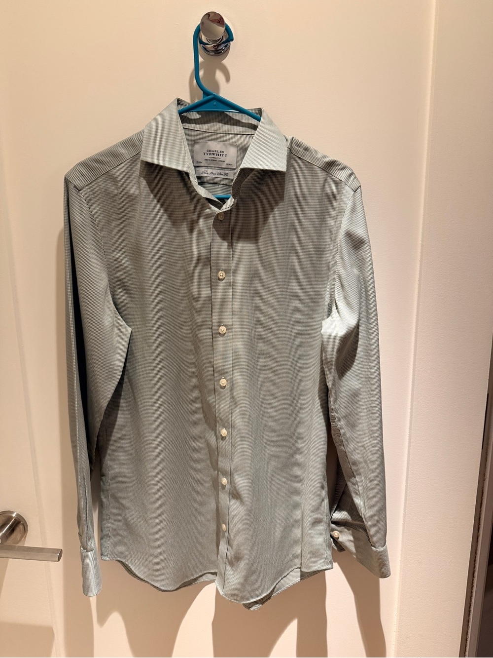 Charles Tyrwhitt Green Mini-Check Dress Shirt